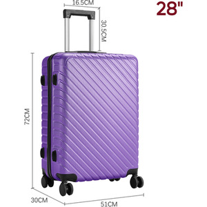 28'' Lightweight Hardshell Suitcase with 4 Wheels - Purple by Livingandhome