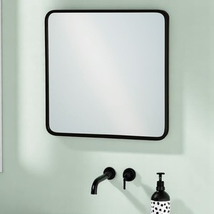 Shoreditch Bathroom Wall Mounted Mirror Curved Square Metal Matt Black 40x40cm - Black by Showerdrape