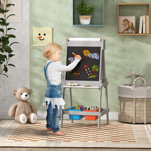 AIYAPLAY Double Sided Art Easel for Kids with Paper Roll - Grey by AIYAPLAY