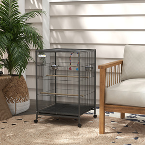 PawHut Bird Cage with Rolling Stand, 48 x 46 x 74cm - Grey by PawHut
