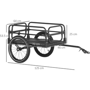 HOMCOM Bike Trailer Outdoor Storage Cargo Tailer - Black by HOMCOM