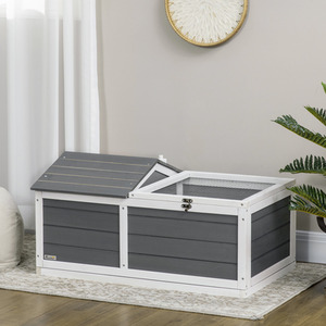 PawHut Tortoise House with Openable Roof, Tray, for Indoor and Outdoor Use - Dark Grey by PawHut