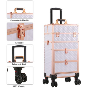 Professional 4in1 Makeup Trolley in Rose Gold - Rose Gold + White by Livingandhome