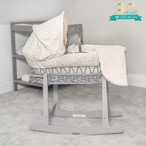 Dimple Grey Wicker Moses Basket - Cream by Clair de Lune