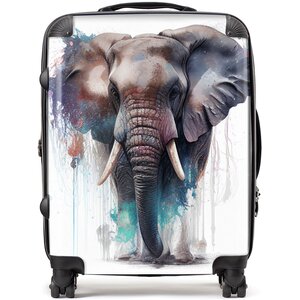 Elephant Splashart Suitcase - Yellow / 95l by Warren Reed - Designer