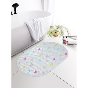 Hearts PVC Bath Mat - Multicolour