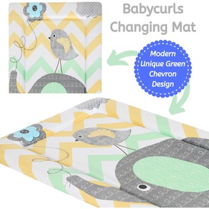Baby Changing Mat - Elephant Chevron With Green / Elephant Chevron With Green by Babycurls