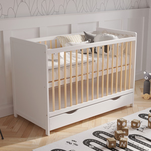 Tokyo Cot Bed With Drawer - White/Pine by Love For Sleep