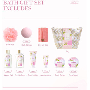 Gift Set Rose Scented Spa Bath Collection - 10 Pieces / 1.47kg by Livingandhome