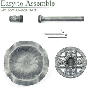 Leaf Shaped Pedestal Bird Bath - Grey by Christow