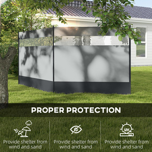 Outsunny Camping Windbreaks w Clear Windows and Carry Bag, 440 x 140cm, Grey - Grey by Outsunny