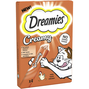 Pack of 4 Dreamies Creamy Cat Treats - Chicken by Dreamies