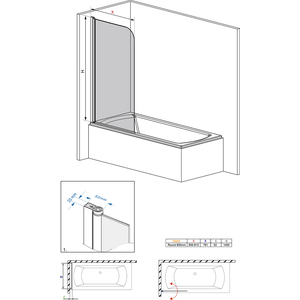 Bath Screen Pivot Bath Shower Easy Clean Reversible Panel - Chrome