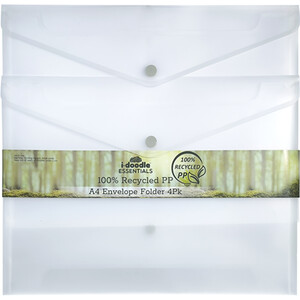 Pack of 4 Recycled PP A4 Envelope Folders - White