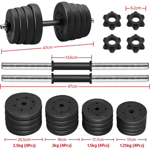 Adjustable Dumbbell Weight Set - Black / 30kg by Yaheetech