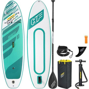 Hydro-Force HuaKa'I Set Inflatable Stand Up Paddleboard - White/Green by Hydro-Force