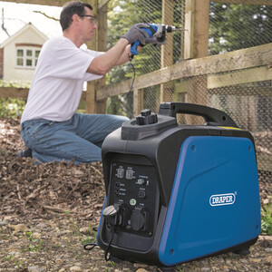 Draper DGI2000 2kVA ,1.6kW 4 Stroke Engine Petrol Inverter Generator - blue by Draper
