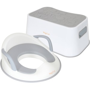 Toilet Training Seat with Handles and Ocean Themed Step Stool - White by Babycurls