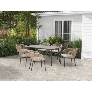 Oxford 7 Piece Rattan Dining Set - Grey by Malay