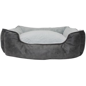 Deluxe Faux Leather Pet Bed - Pewter by Clever Paws