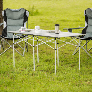 Camping Table Aluminium Foldable - Grey / 140cm by tectake