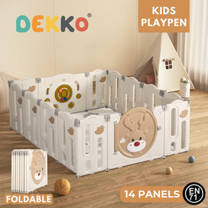 Foldable Baby Playpen - White / 14 Panels by Dekko