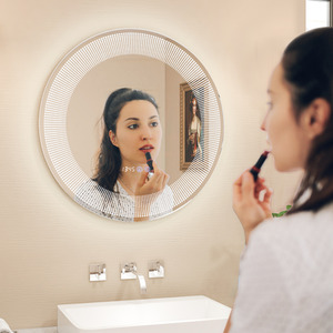Round LED Bathroom Wall Mirror - Silver by Costway