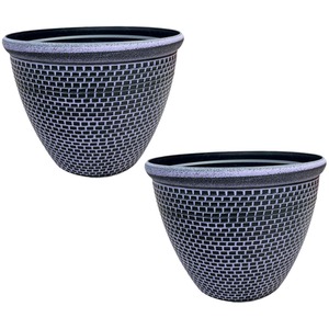Pair Of Cromarty Plant Pot Large 36cm Round Flower Planter Set - Purple by Gr8 Garden