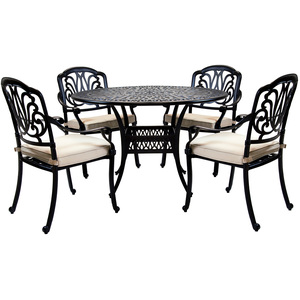 Premium Furniture Cast Aluminium 4 Seater Outdoor Dining Set - Black by Charles Bentley