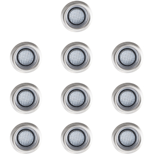10 Pack IP67 Rated 40mm Cool White LED Round Decking Kitchen Plinth Lights Kit - Silver by ValueLights