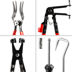 Hose Clamp Pliers And Hose Clip Pliers - 9-Piece Set, Case Included - Black & Red by tectake