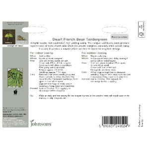 Pack of Tendergreen Dwarf French Bean Seeds by Johnsons