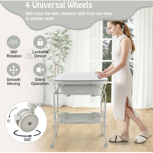 4 in 1 Baby Changing Table - Grey by Costway