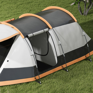 Outsunny 3-4 Man Camping Tent with Bedroom, Living Room and Porch - Orange by Outsunny