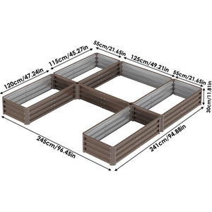 U-shaped Metal Garden Flower Bed with 5 Compartments by Livingandhome