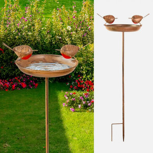 Robin Bird Bath Feeder Stake - Brown by Garden Mile