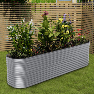 Sliver Oval-Shaped Galvanized Steel Raised Garden Flower Bed - Sliver / 320cm by Livingandhome