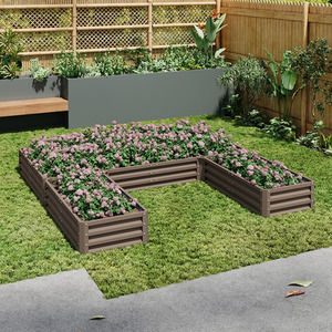 U-shaped Metal Garden Flower Bed with 5 Compartments by Livingandhome