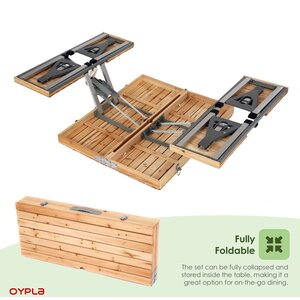 Portable Wooden Folding Outdoor Picnic Table and Bench Set 4 Seats by Oypla