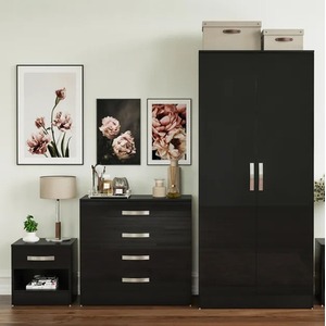Hulio Trio Bedroom Set - Black / 47cm / MDF by Vida Designs