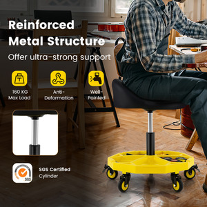 54-67 CM Rolling Mechanic Stool - Yellow by GAINOOM