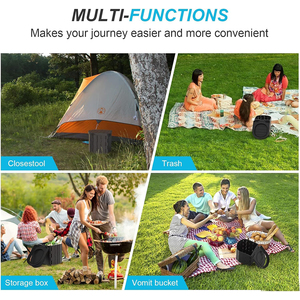 Folding Portable Outdoor Camping Travel Toilet - Black