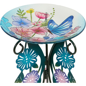 Butterfly Bird Bath with Stand - Multicolour