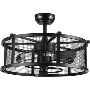 Ceiling Fan Light with Metal Mesh Shade - Black by Livingandhome