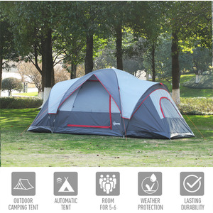 Outsunny 5 to 6 Man Dome Camping Tent - Grey by Outsunny