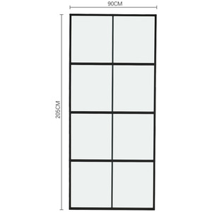 8 Lites Glass Black Barn Door with Sliding Hardware Kit by Livingandhome