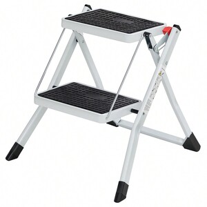 SONGMICS 2-Step Folding Ladder with Anti-Slip Mat - White by SONGMICS
