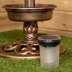 Bronze Effect Resin Garden Bird Bath and Table with Solar Light - Bronze by Samuel Alexander