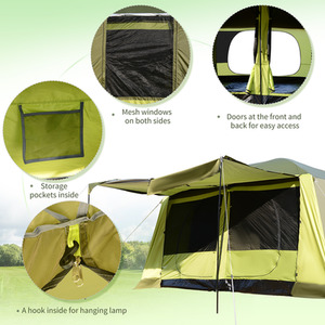 Outsunny Two Room Tunnel Tent with Porch for 4-8 Man - Yellow by Outsunny