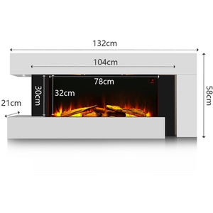 C-Frame Recessed Fireplace with 2 Heating Settings - White by Livingandhome